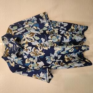 Tommy Bahama Island Zone performance shirt navy green floral size XL